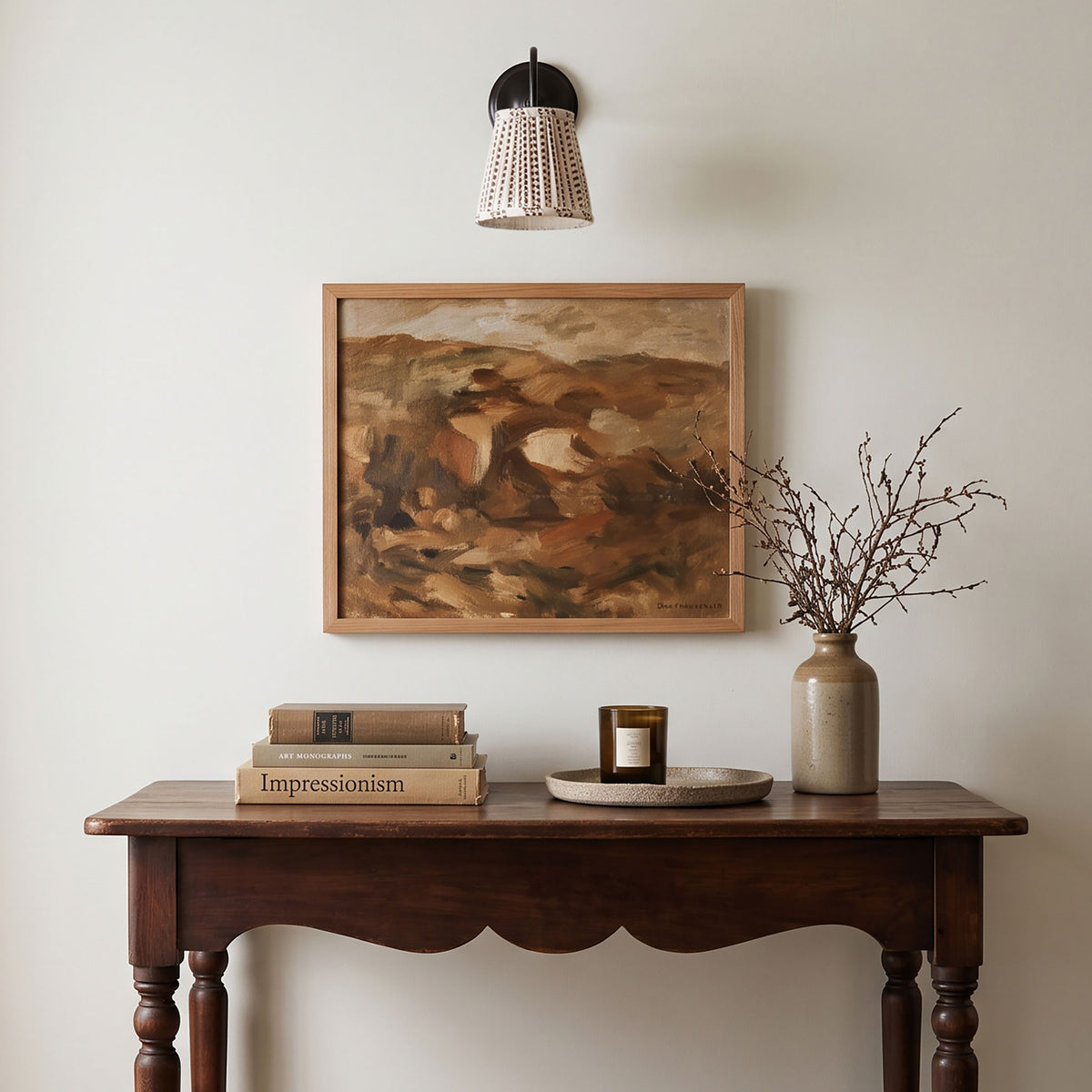 Oxford Petite Sconce shown in Graphite Patina with an Aspen Coco Shade