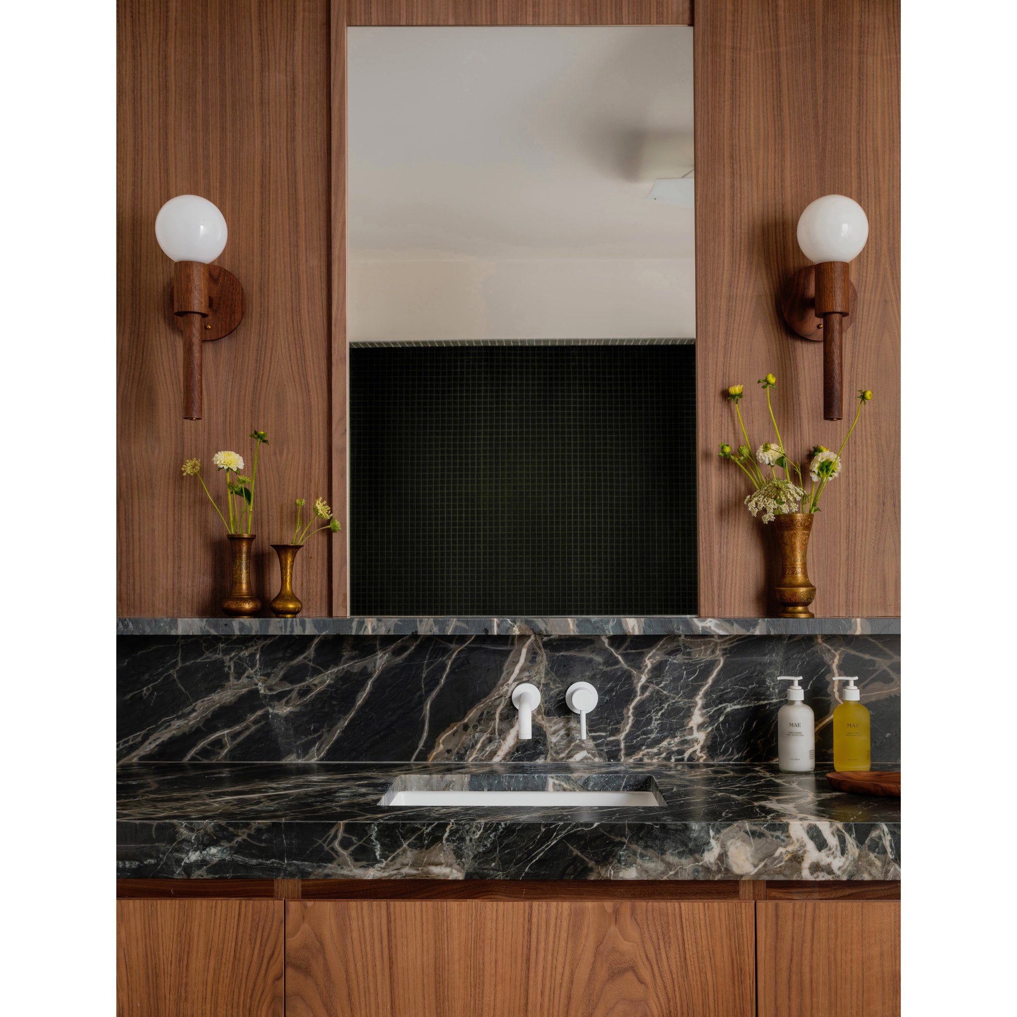 Parker Sconces shown in Walnut. Interior by Workaday Design, Photography by Luke + Mallory