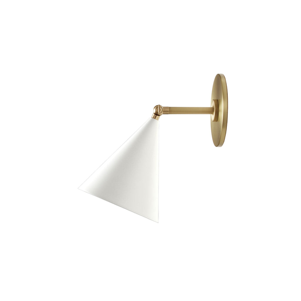 Petra Sconce shown in White with Brass with a 3" arm.