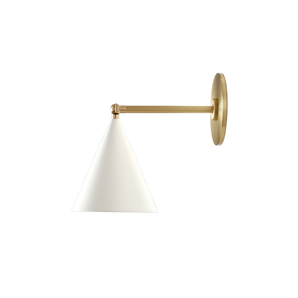 Petra Sconce shown in White with Brass with a 6" arm.