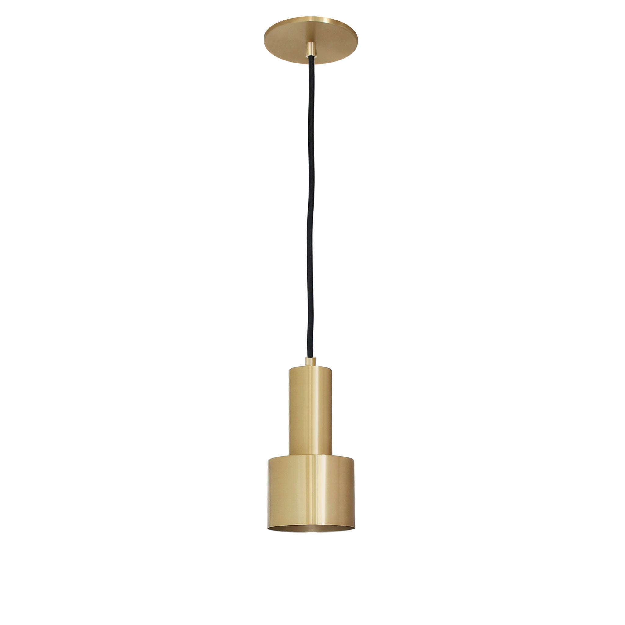 Ridge Cord Pendant shown in Brass with Black Cloth cord