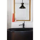 Sophie Rod Pendant shown in Satin Black Glaze ceramic with Matte Black