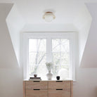 Terra Lexi Large 8" shown in Bone ceramic with a Maple wood canopy