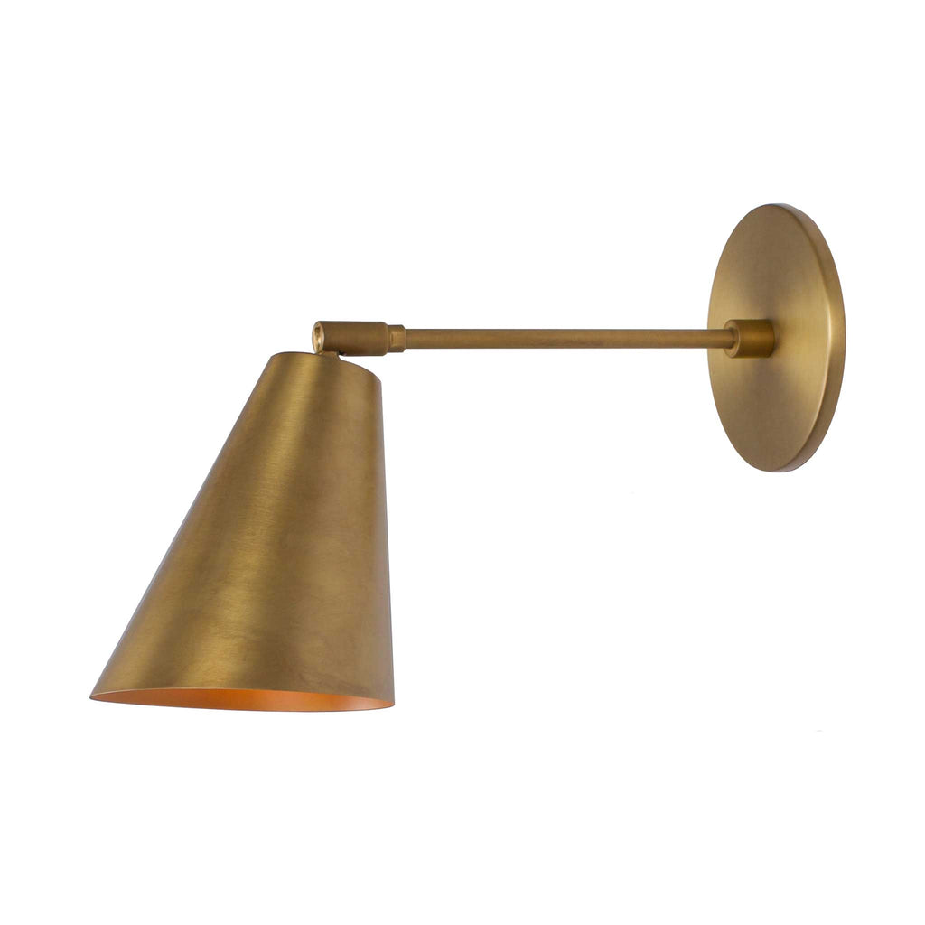 Tilt Cone shown in Heirloom Brass finish with 6" arm.