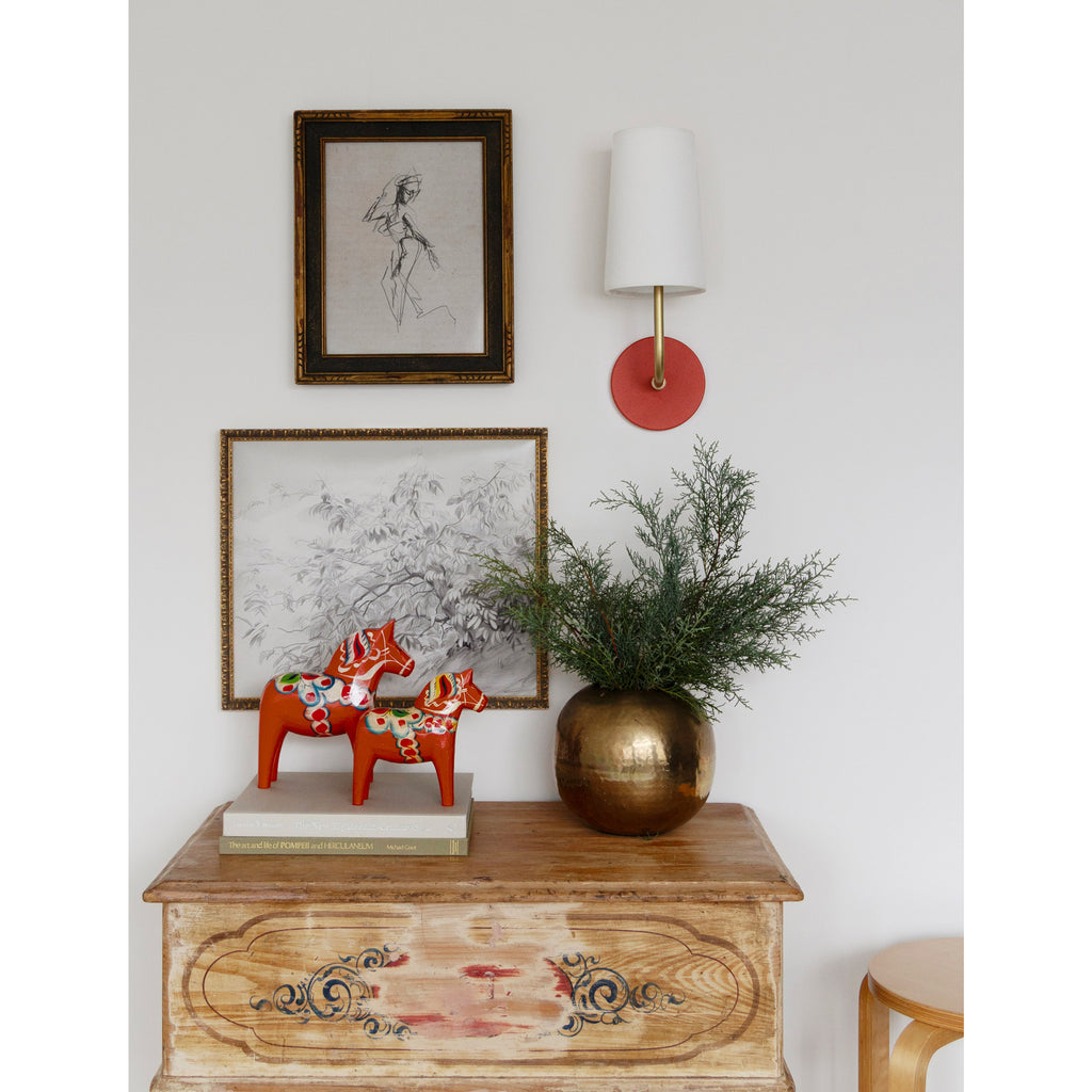 Timberline Linen shown with a Heirloom Brass arm and Persimmon canopy