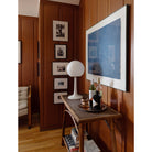 Aaro Lamp shown in Heirloom Brass.  Interior design by Sarah J. Meyer Design