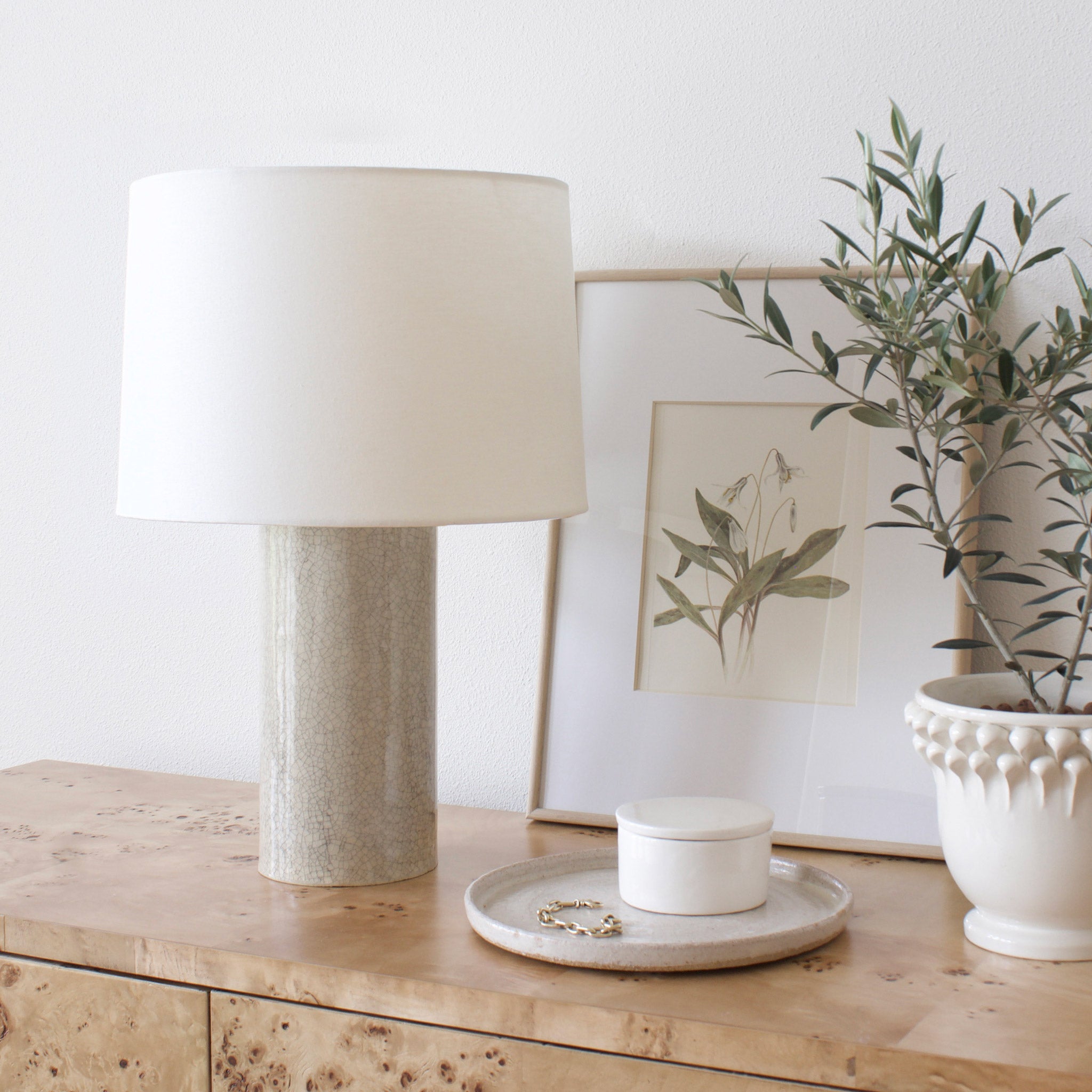 Abby Table Lamp shown in Gloss Crackle Glaze ceramic