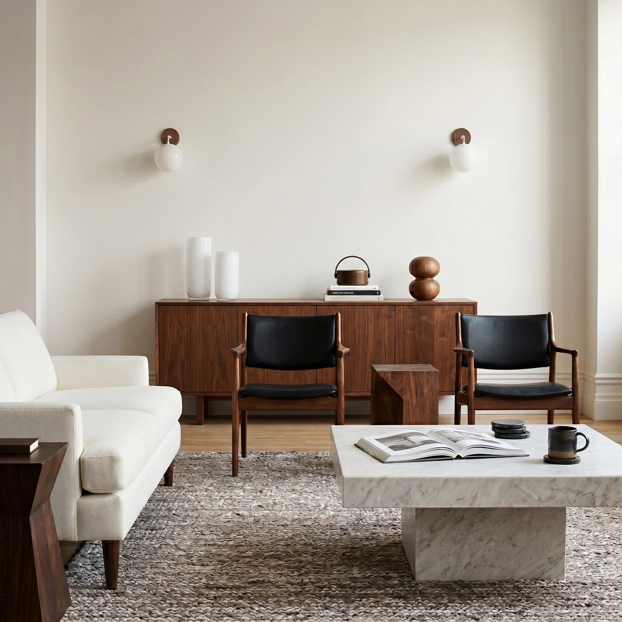 Alto Sconce 8” shown in White with a Walnut Wood Canopy