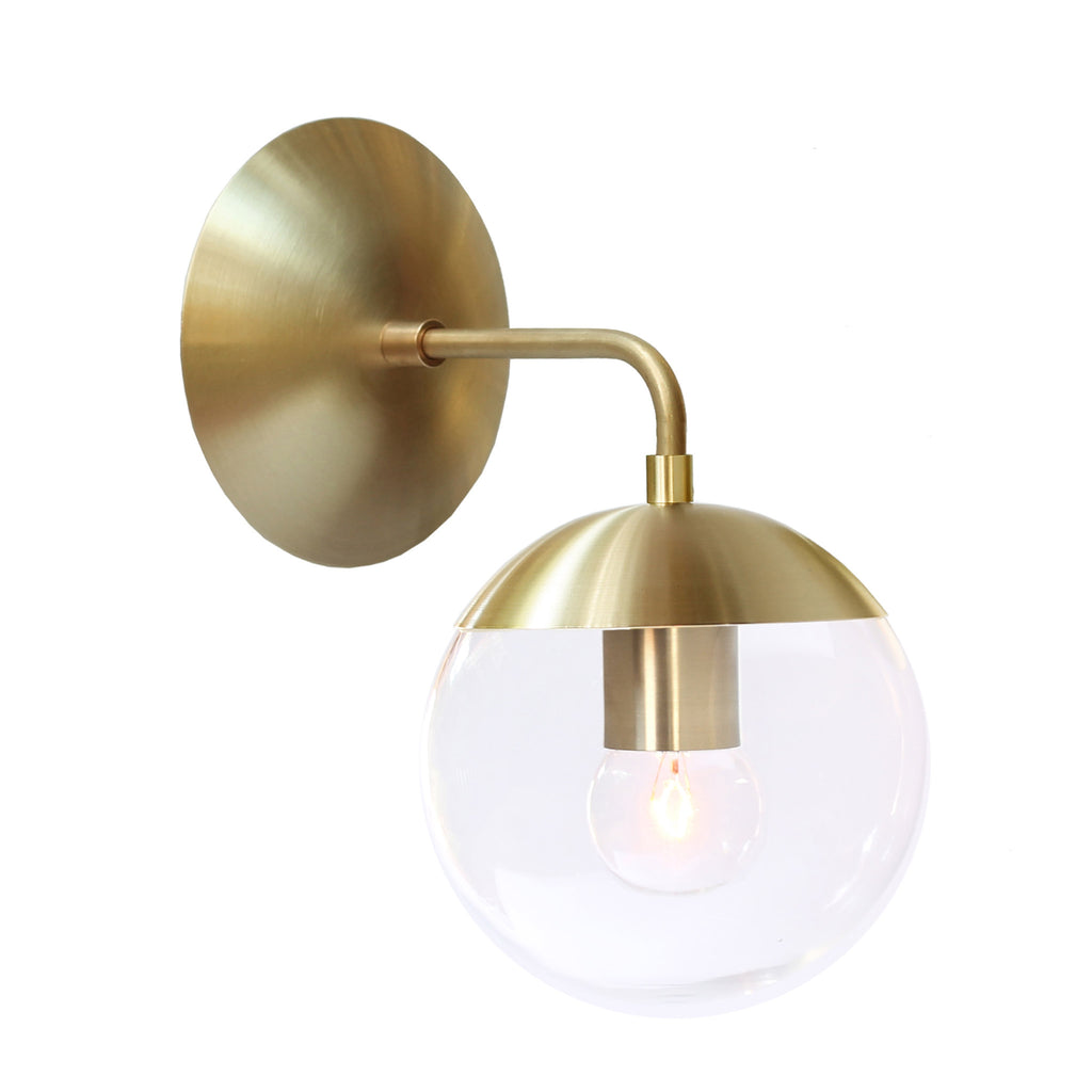 Alto Sconce 6" shown in Brass with a Clear 6" globe