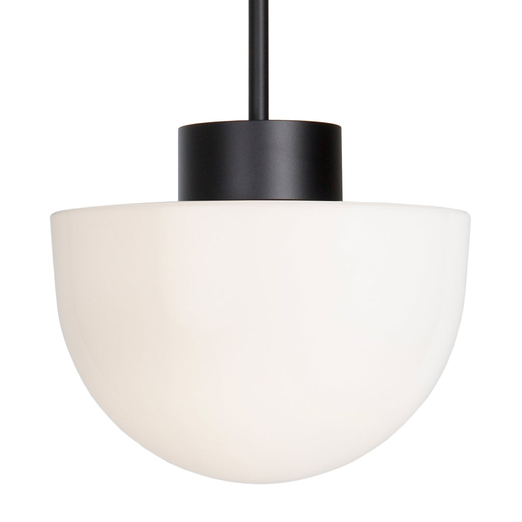 Anni Large Pendant shown with a Matte Black rod and canopy and Matte Black accent finish.
