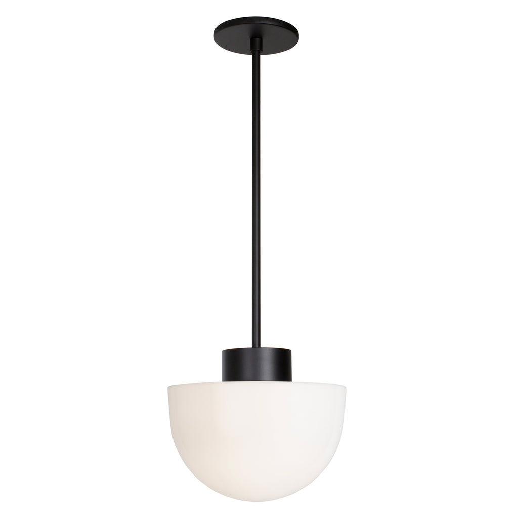 Anni Large Pendant shown with a Matte Black rod and canopy and Matte Black accent finish.