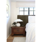 Blanchet Table Lamp shown in Cloud Concrete with Walnut