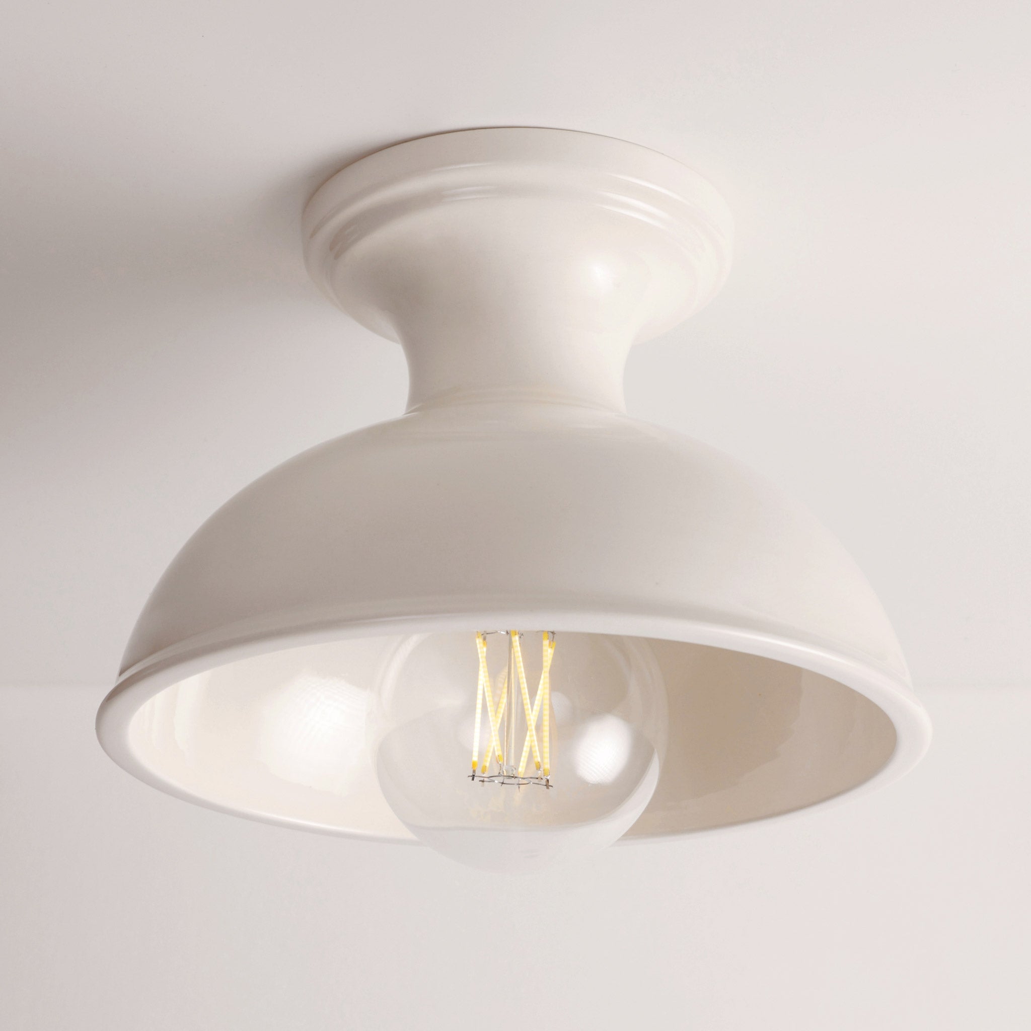 Emma shown in Gloss White with a G30 LED Filament Light Bulb
