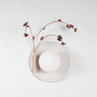 Ikebana Sconce shown in Natural White Glaze with Copper flower finish and Left mounted vase