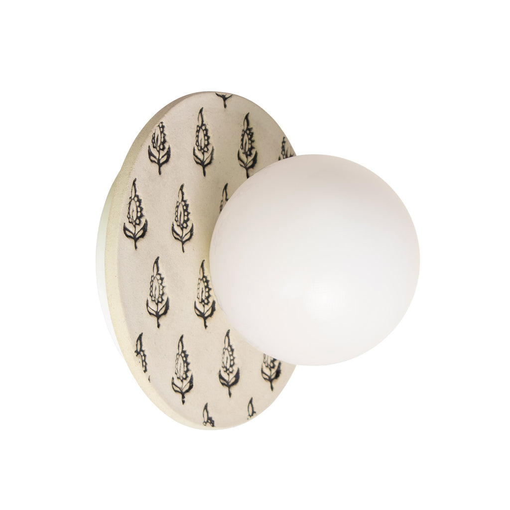 Little Luna shown with a Cream and Black Floral ceramic canopy.