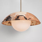 Maru Pendant with a hand-painted chōchin washi shade shown in Kakishibu with Heirloom Brass 