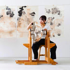 Maru Kakishibu chōchin washi shade being made by artisan in Japan