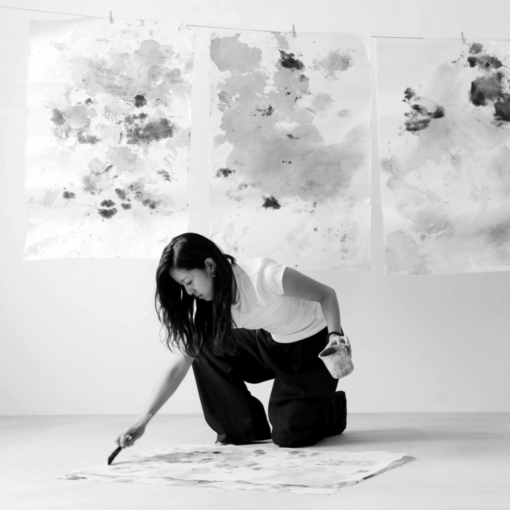 Artisan painting washi paper for Maru  shades