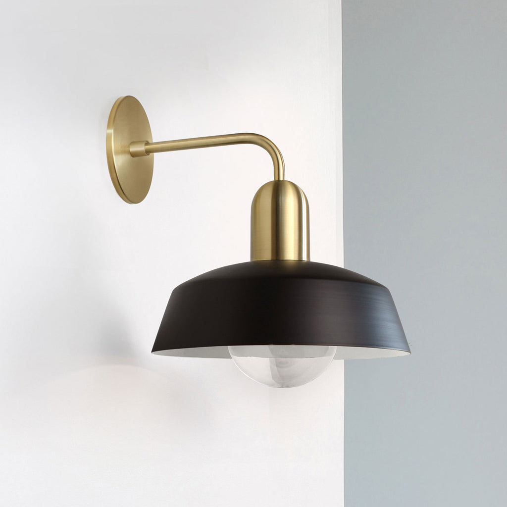 Meadowlark 11" Luxe Sconce shown in Matte Black with Brass.