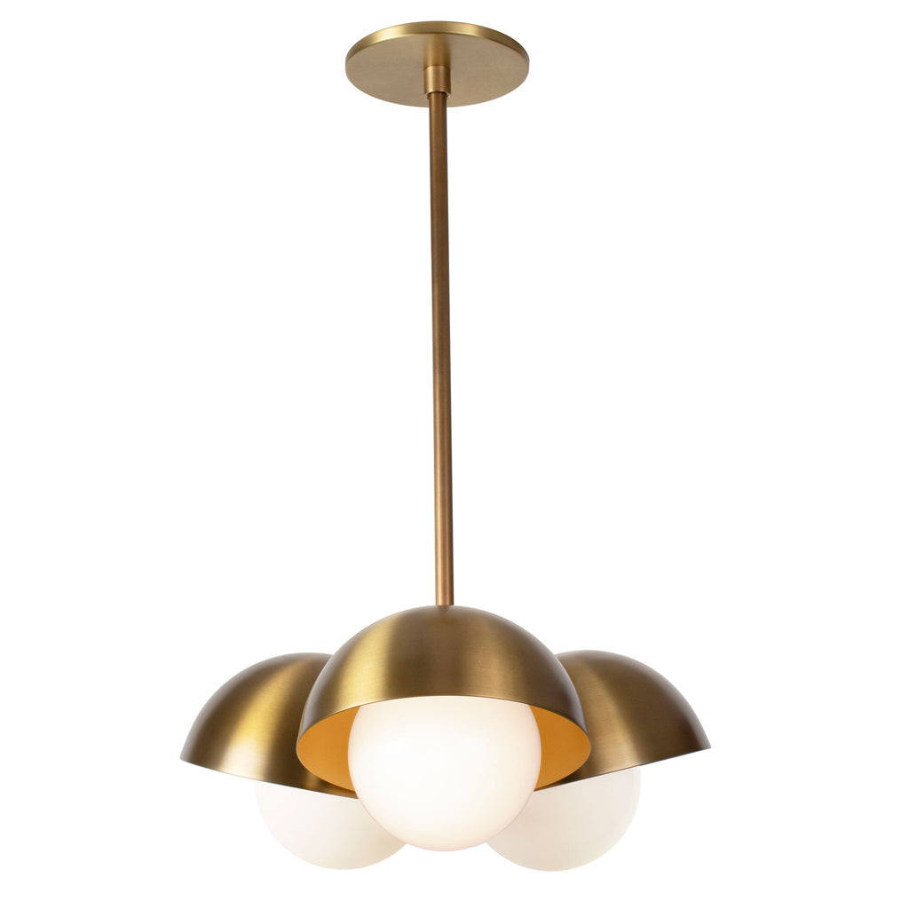 Noor 3 Pendant shown in Heirloom Brass.