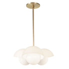 Noor 3 Pendant shown in Brass with White Opal Acrylic