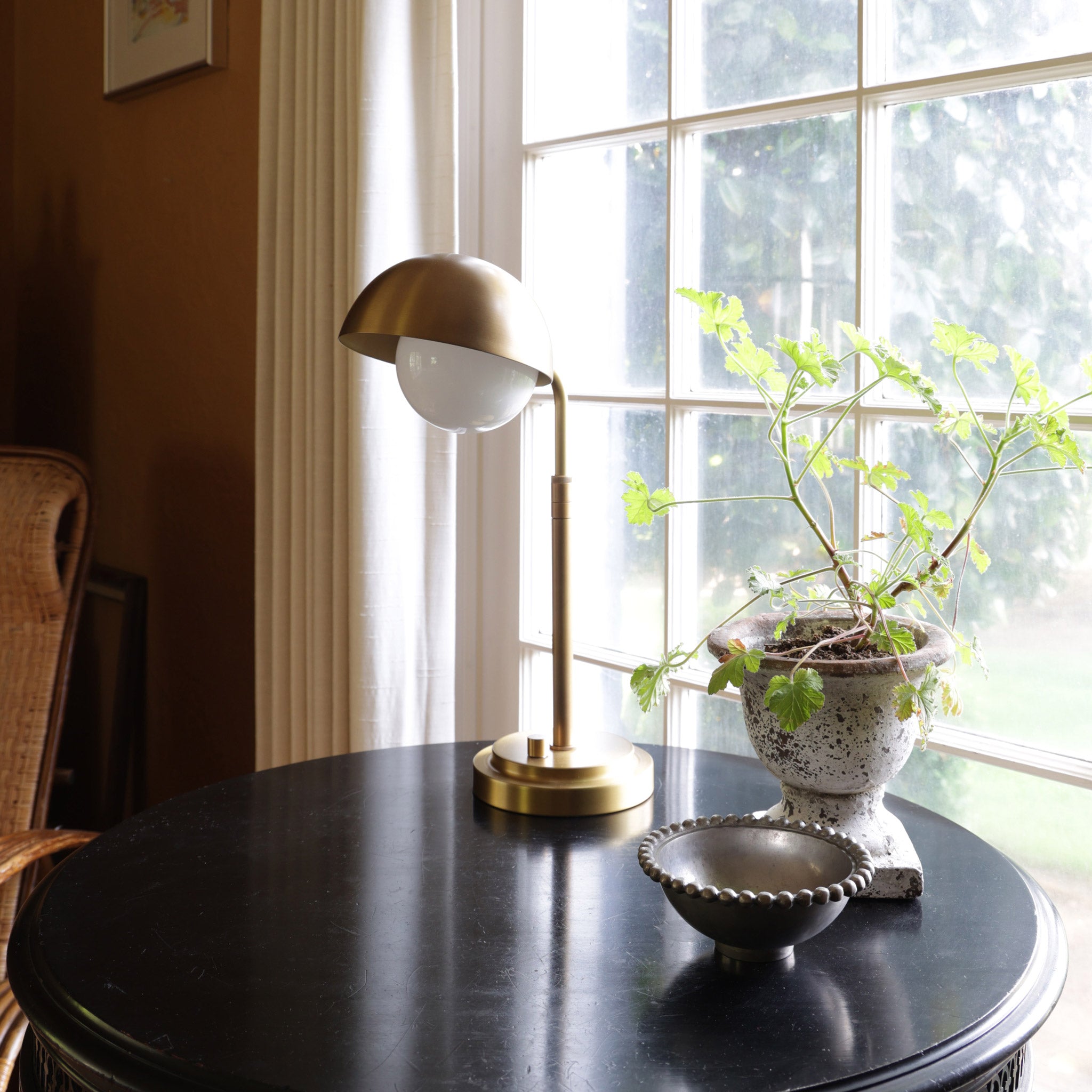 Noor Table Lamp shown in Heirloom Brass