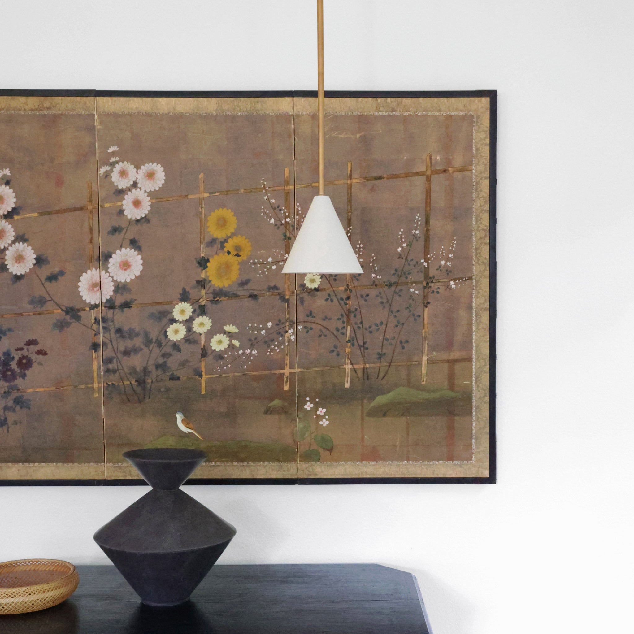 Petra Ceramic Pendant in Hierloom Brass