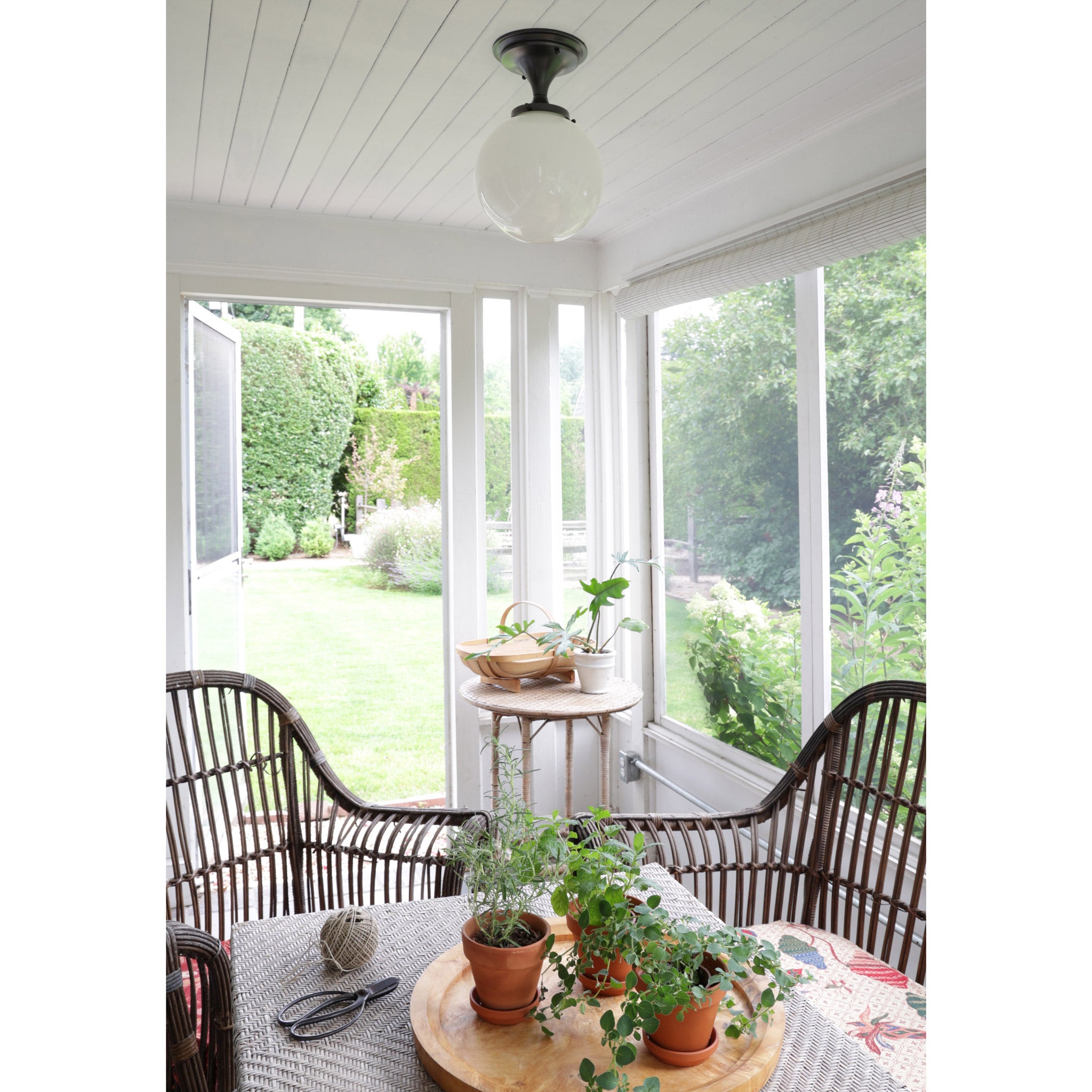 Sorbonne Surface 10" Globe shown in Graphite Patina. Interior design by Sarah J. Meyer Design