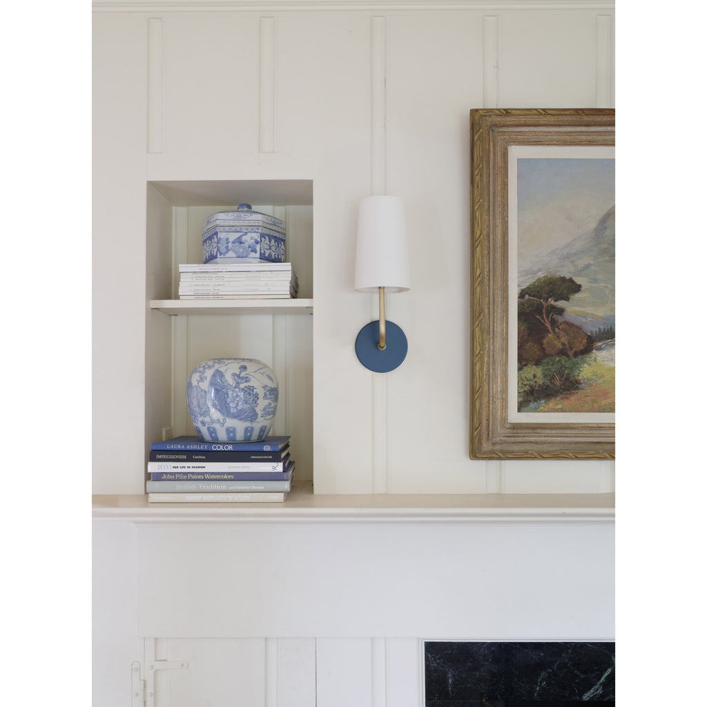 Timberline Linen shown with a Heirloom Brass arm and Ocean Blue canopy