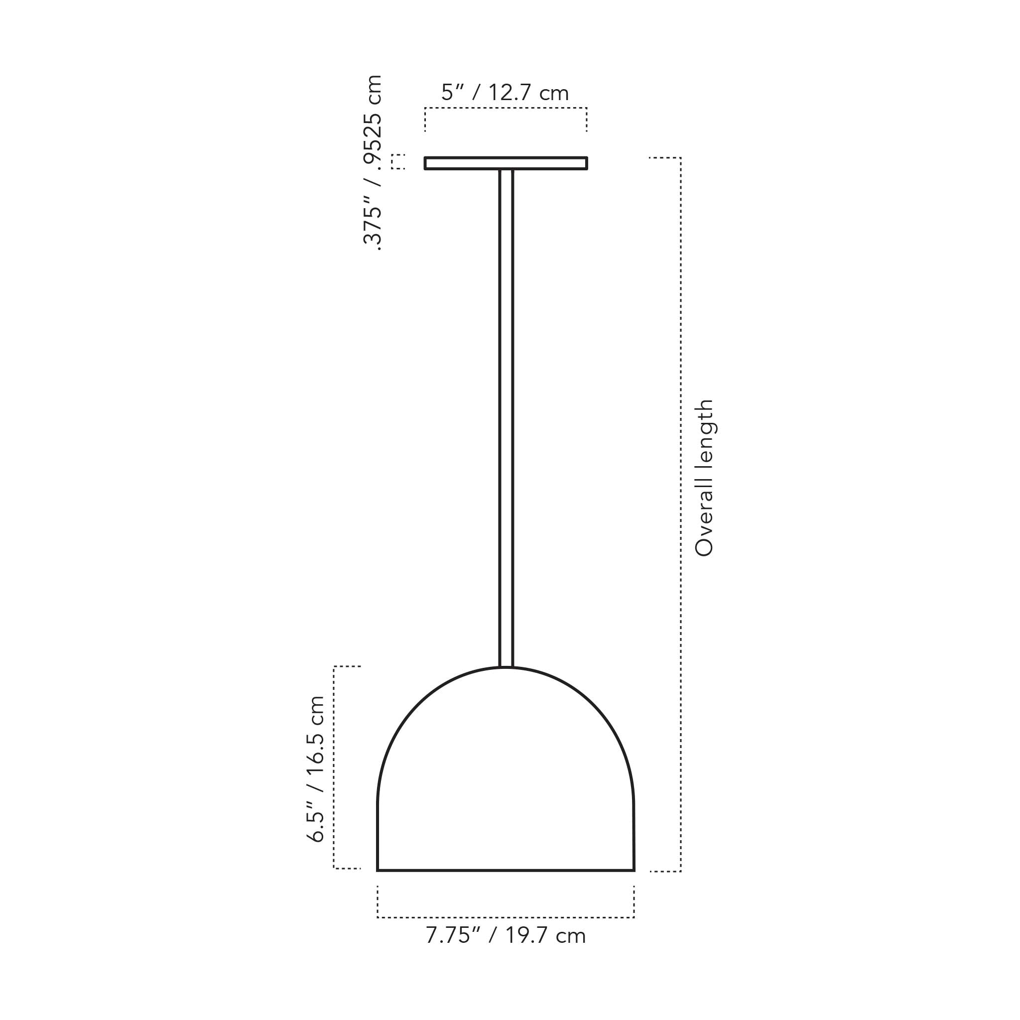 A Technical Drawing Of The Amelia Rod Pendant