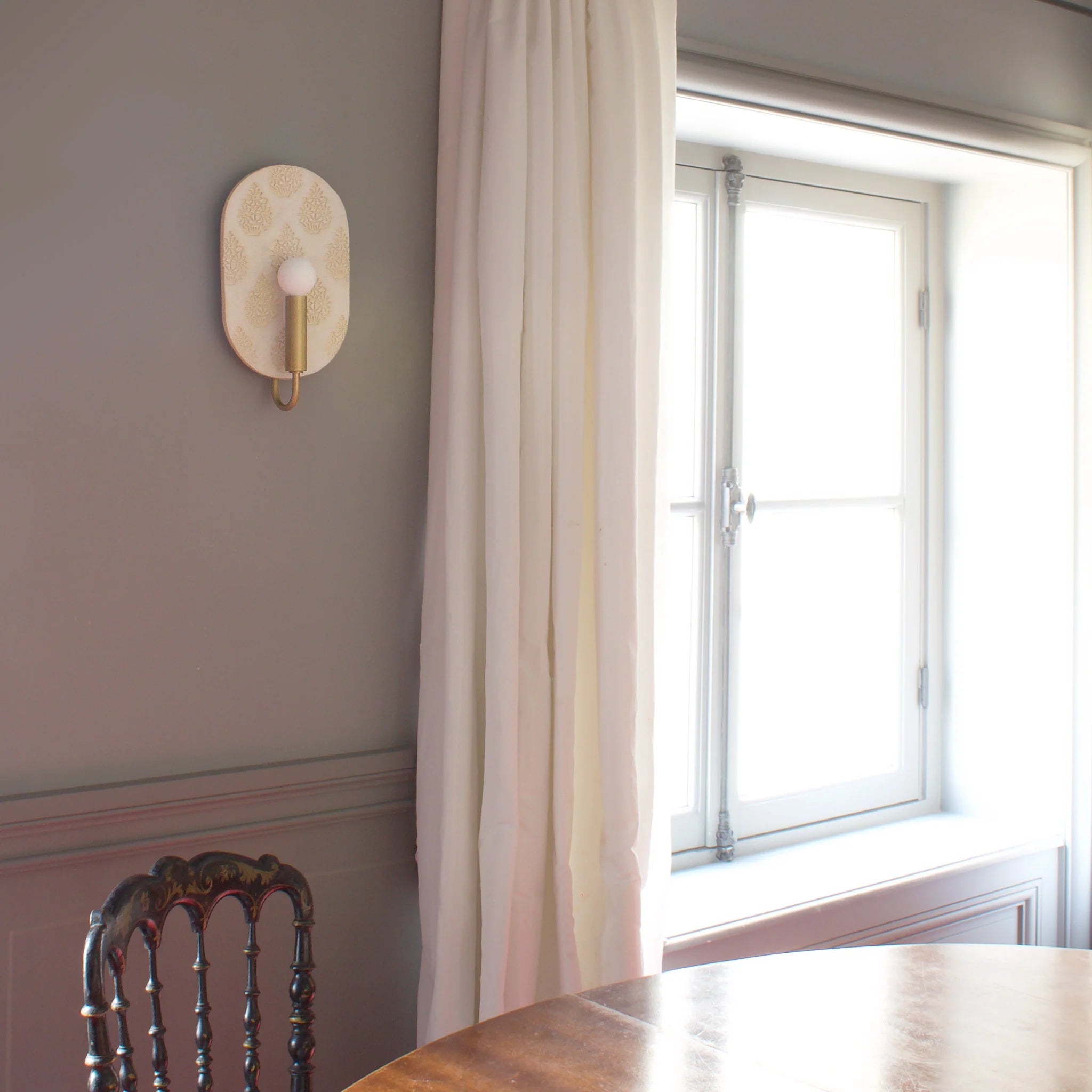 Concord ADA shown in Brass with Natural White & Cream Floral ceramic