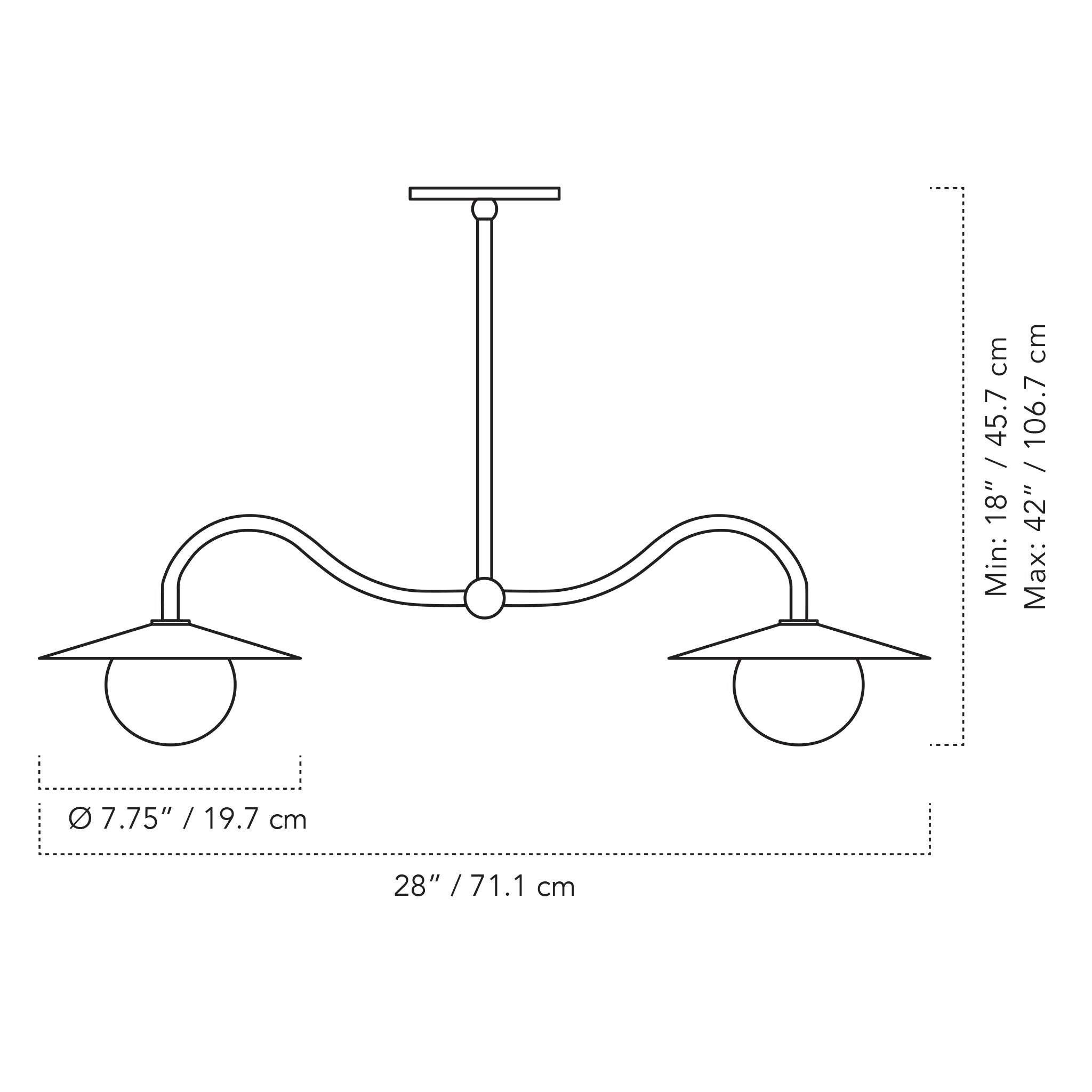 A Technical Drawing Of The Marie Petite Double Pendant