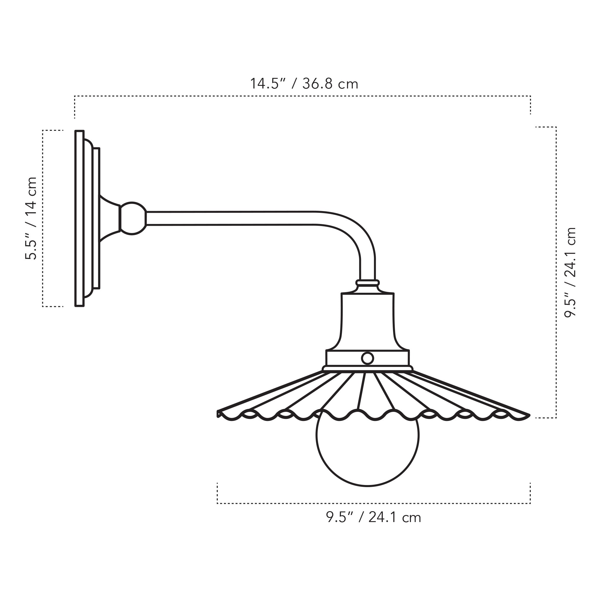 A Technical Drawing Of The Marjorie Demi Wall Sconce