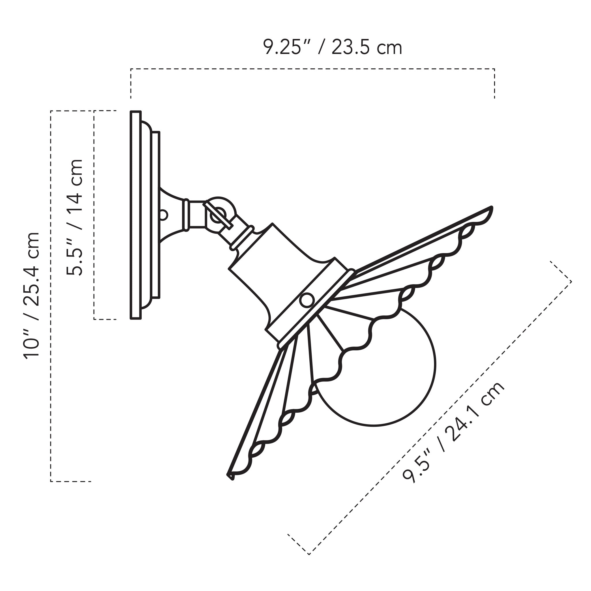 A Technical Drawing Of The Marjorie Flush Sconce Light