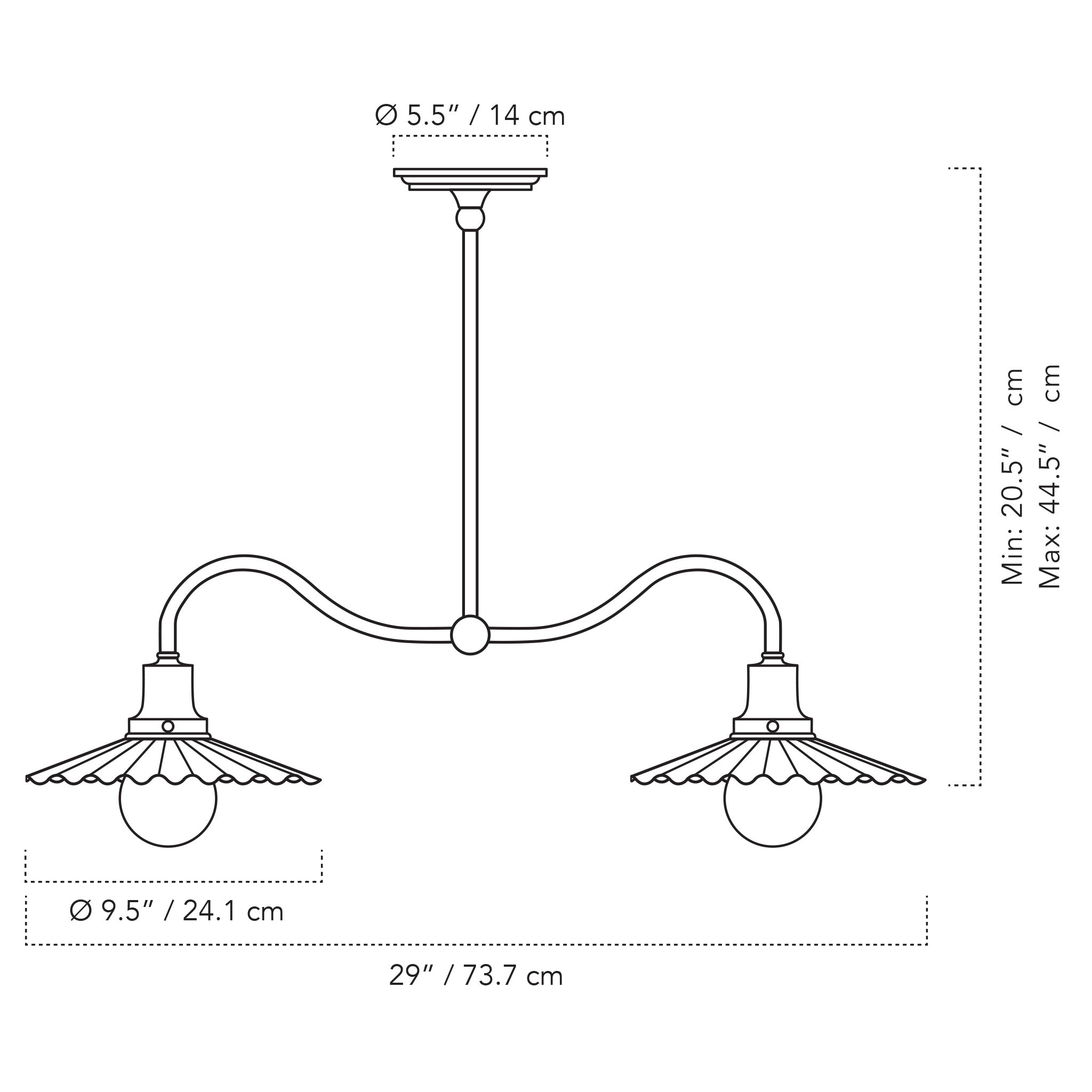 A Technical Drawing Of The Marjorie Petite Double Pendant