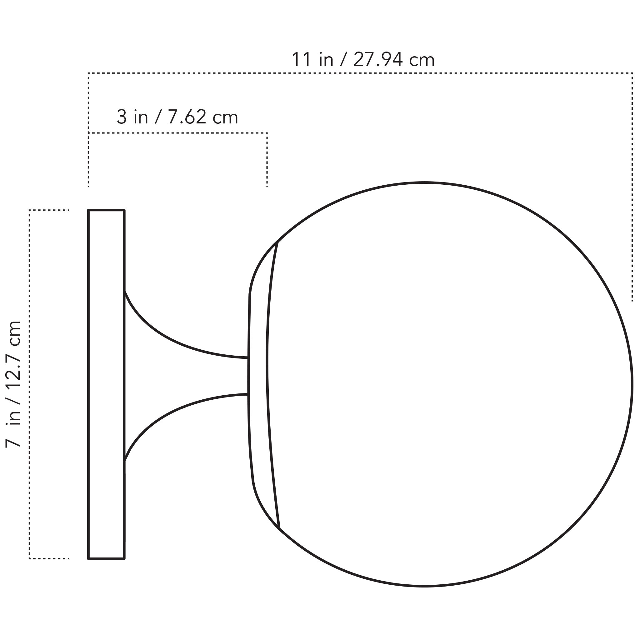 A Technical Drawing Of The Moss Wall And Ceiling Lights With 8" Globe