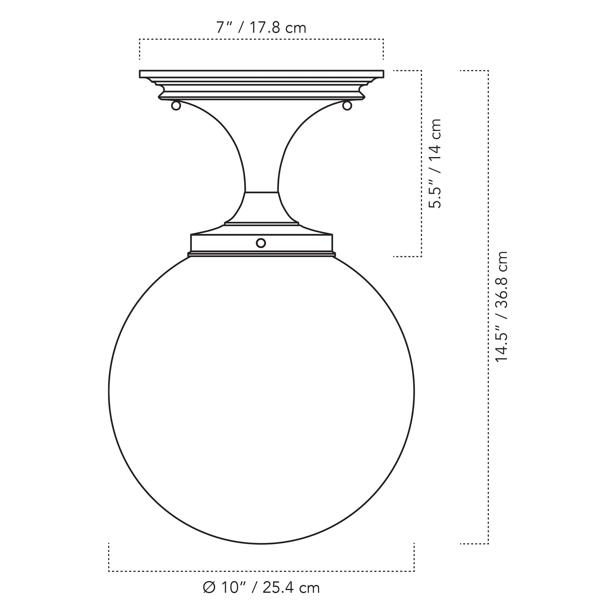 A Technical Drawing Of The Sorbonne Surface Light With 10" Globe