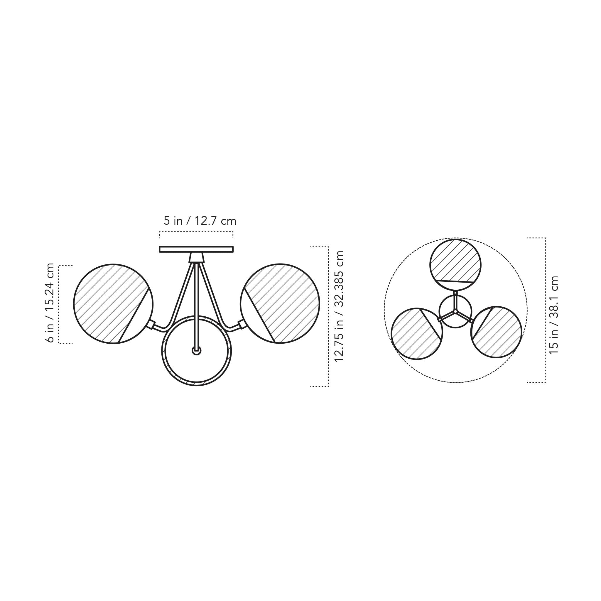 A Technical Drawing Of The Trillium Ceiling Light