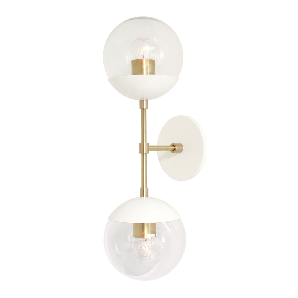 Theo 6" shown in White with Brass with Clear 6" globes.