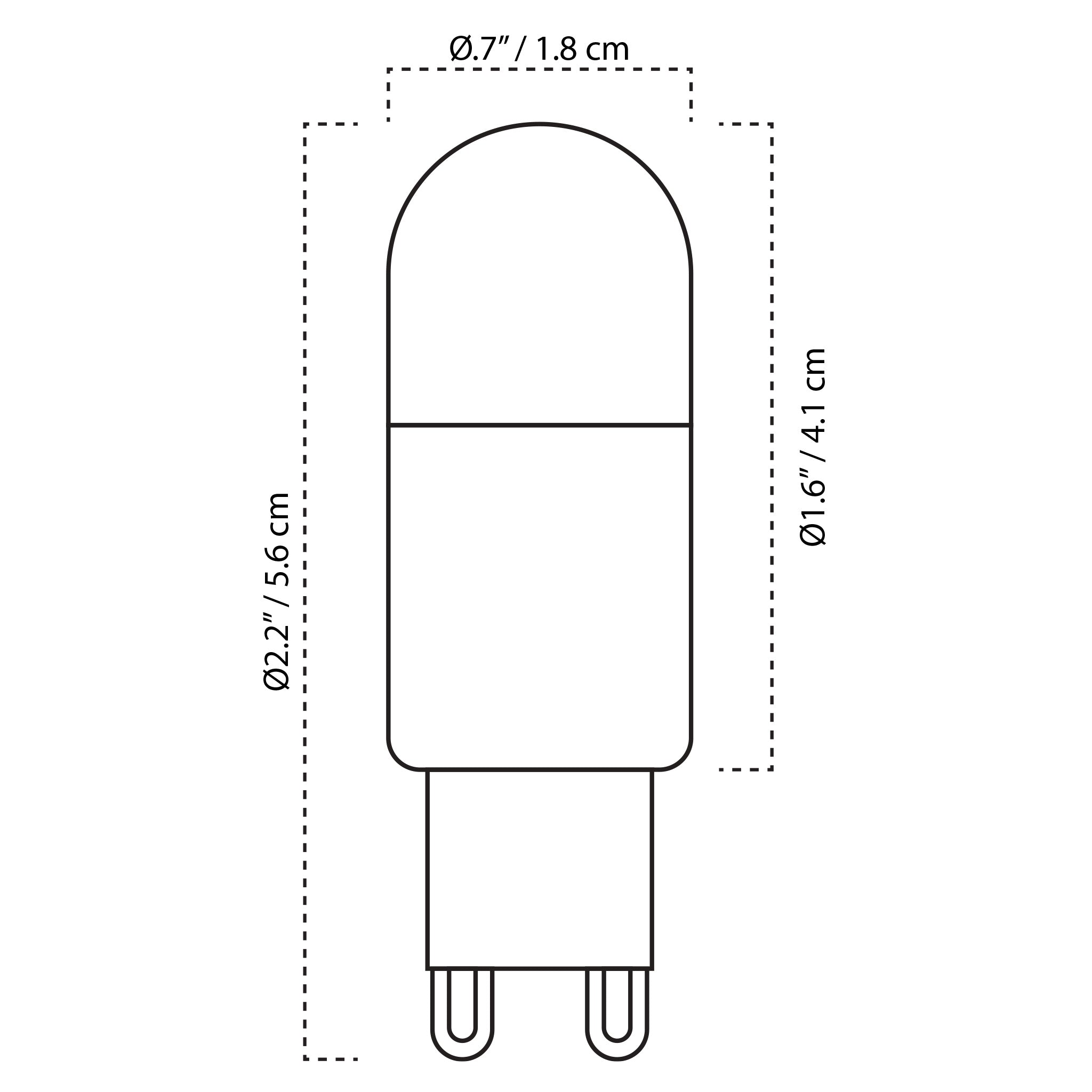 A Technical Drawing Of The G9 4.5W Led Light Bulb