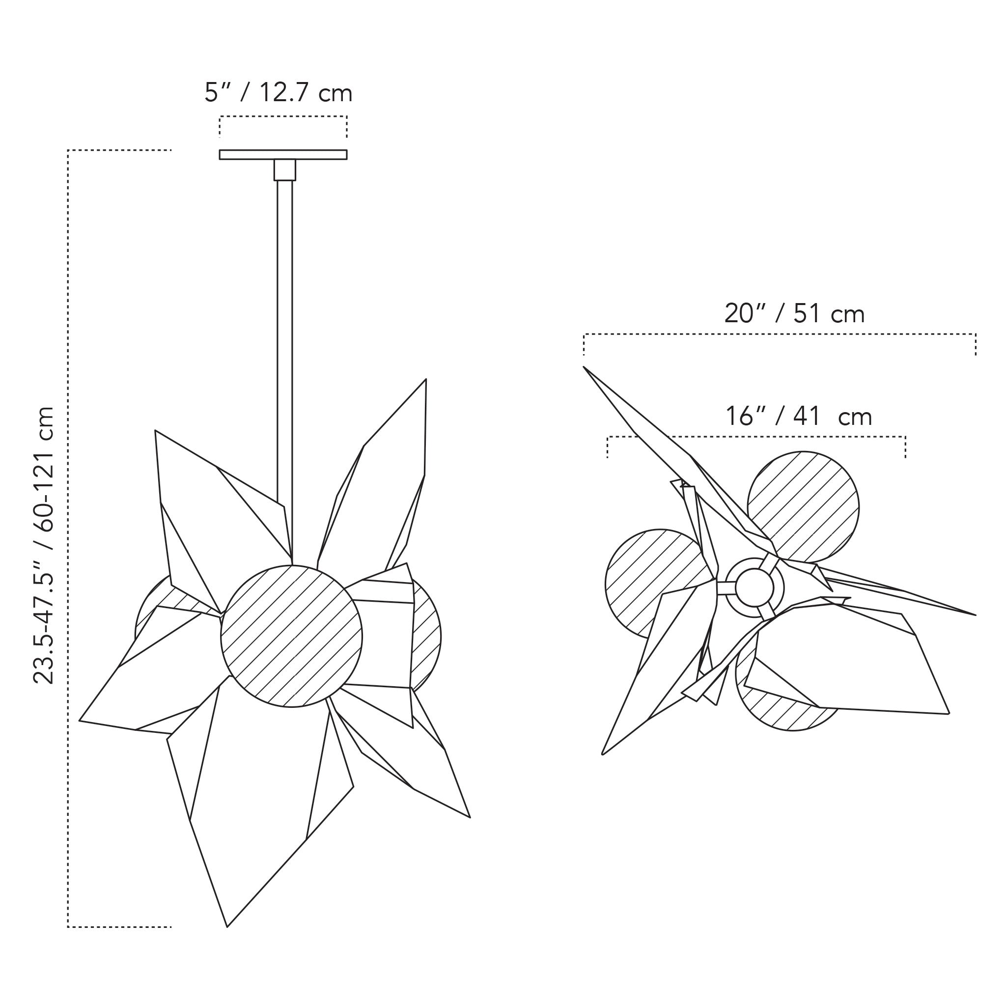 A Technical Drawing Of The Florence 3 Pendant Light