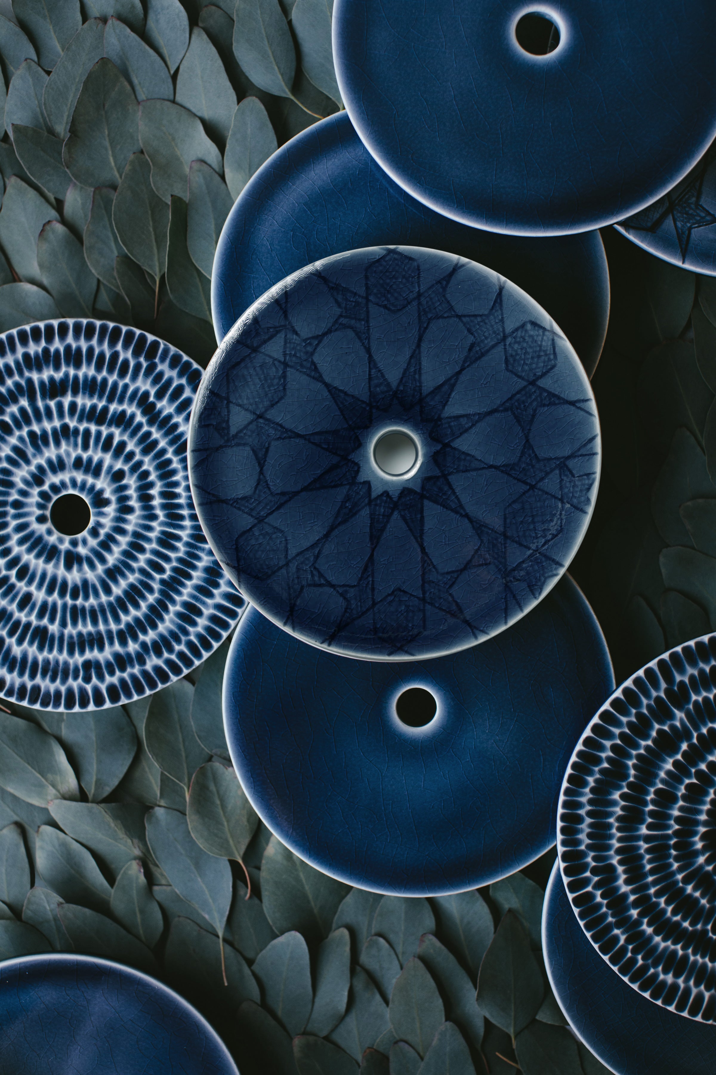 Indigo Blue Ceramic Canopies by Pratt + Larson