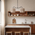 Oxford Petite Double Pendant shown in Graphite Patina with Aspen Coco Scallop 10" Shades