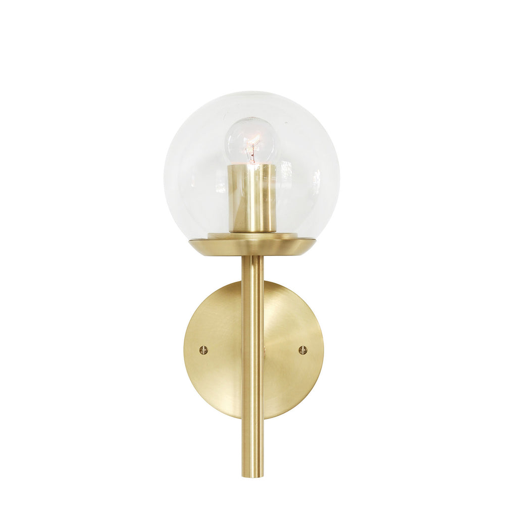 Athena 6" shown in Brass with a Clear 6" globe.
