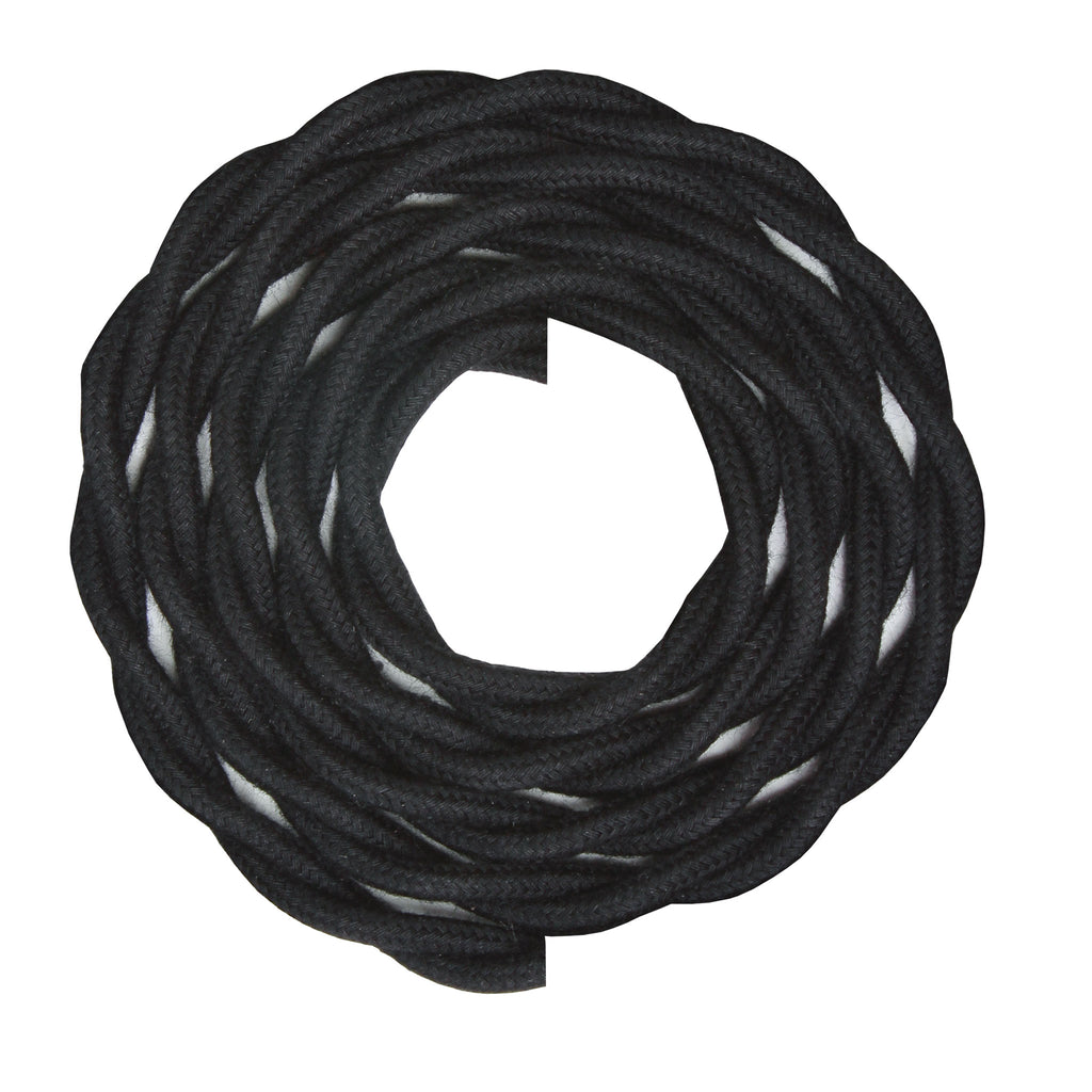 Twisted Cloth Cord shown in Black. 