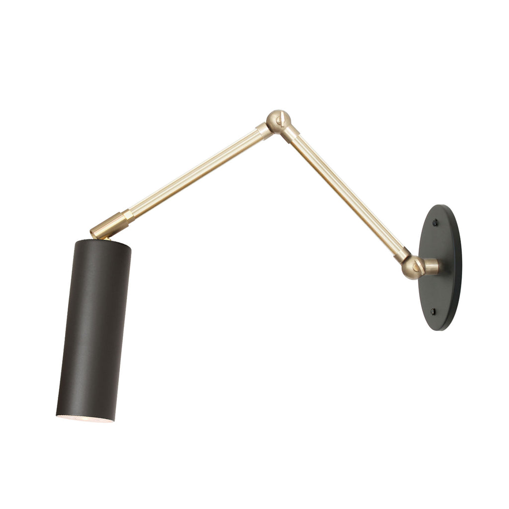 Fjord Spot Double Articulated Sconce shown in Matte Black with Brass.