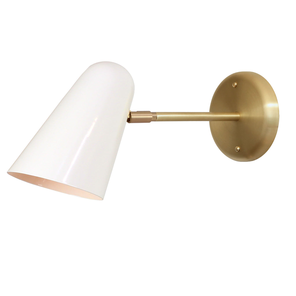 Wildwwod shown in White with Brass canopy and arm.
