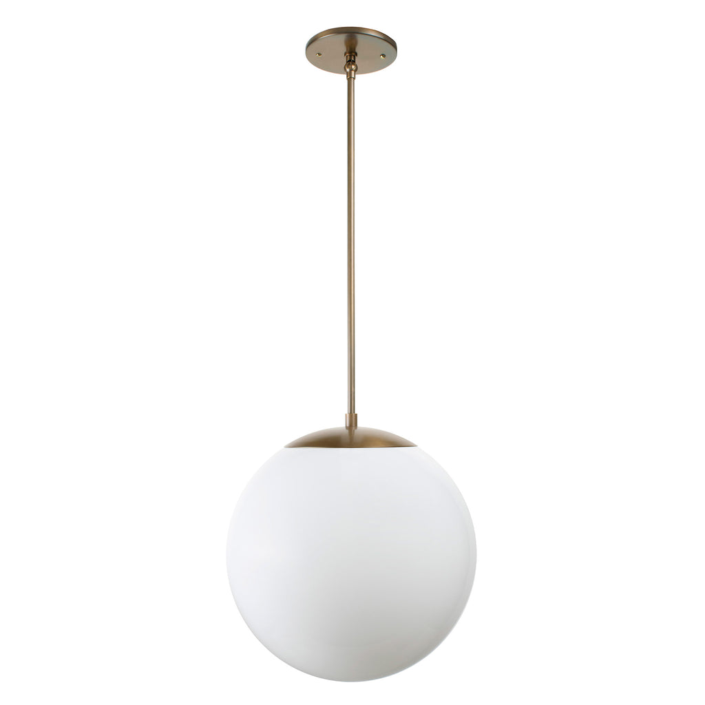 Alto Rod 12" for Vaulted Ceiling shown in Heirloom Brass with Opal 12" globes.
