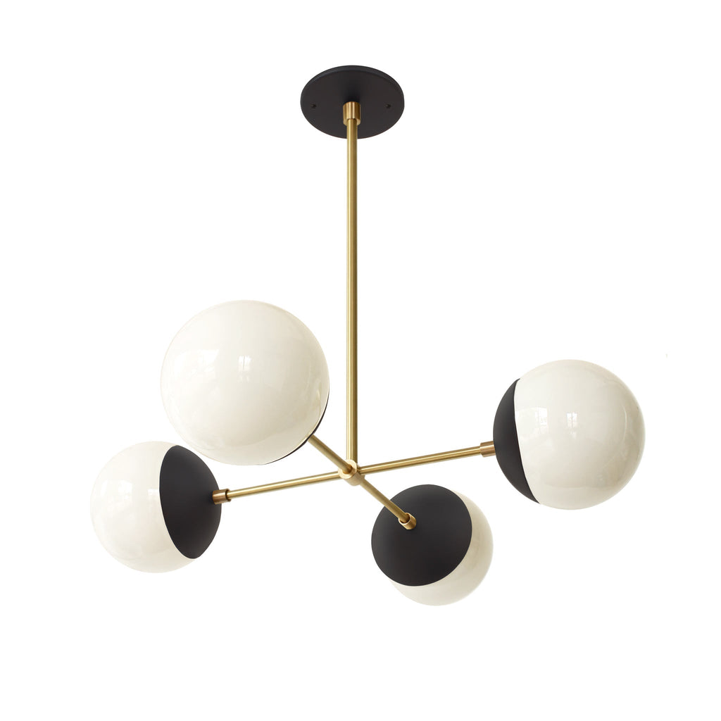 Alto Compass 6" Opal for Vaulted Ceiling shown in Matte Black with Brass.