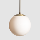 Alto Rod 10" for Vaulted Ceiling shown in Brass with an Opal 10" Globe